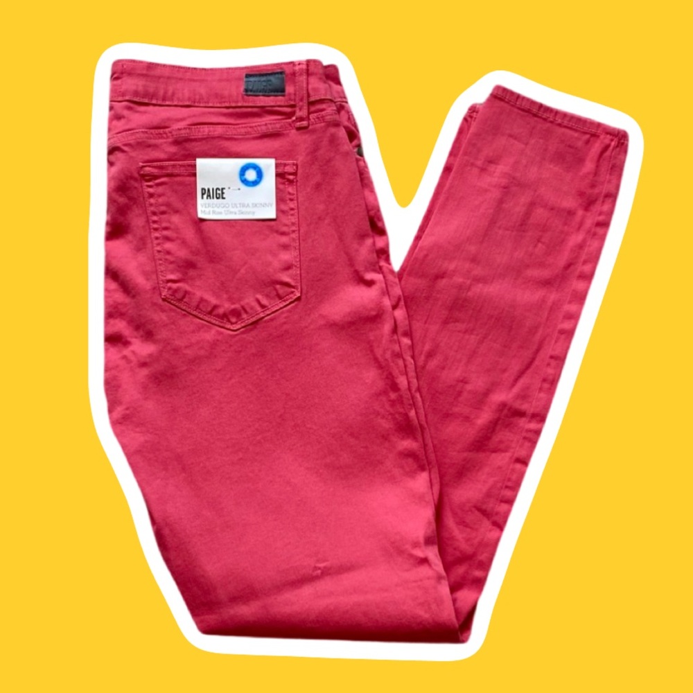 NWT Paige Verdugo Ultra Skinny Midrise Jean in Coral